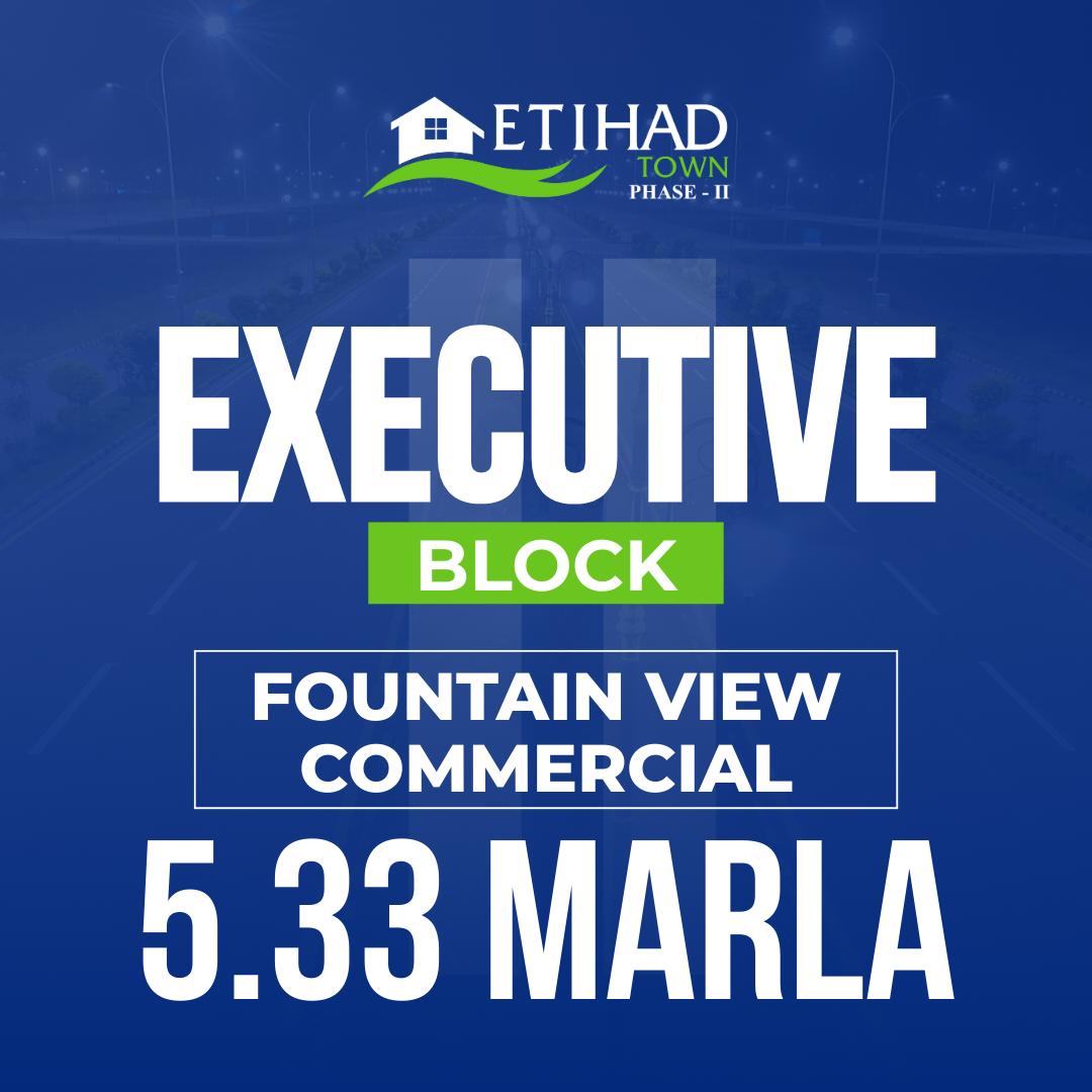 5.33 Marla Commercial Plot Fountain View Executive Block ETIHAD Town Phase 2